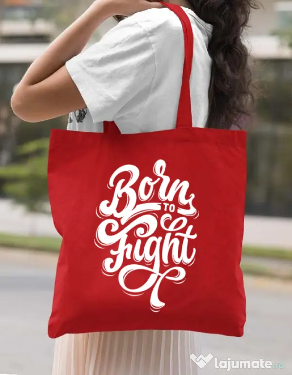 Sacosa din panza Born To Fight Rosu