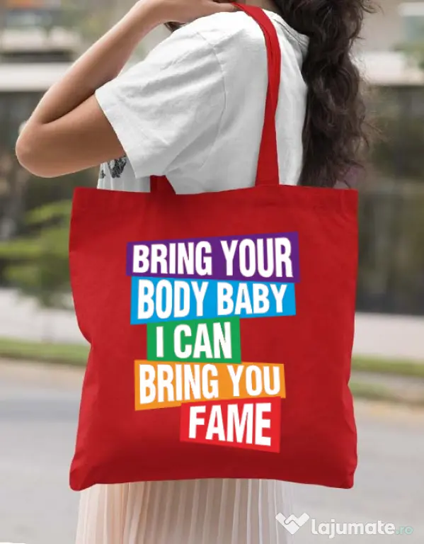Sacosa din panza Bring your body Rosu