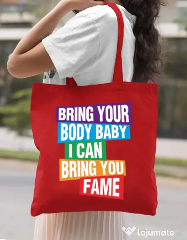 Sacosa din panza Bring your body Rosu