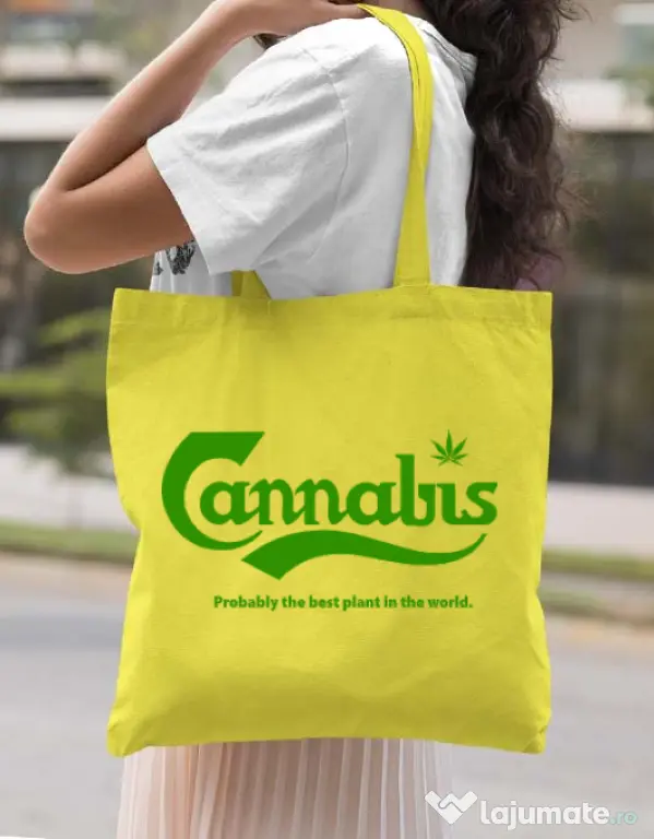 Sacosa din panza Cannabis Galben