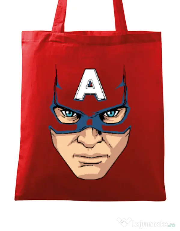Sacosa din panza Captain America Mask Rosu
