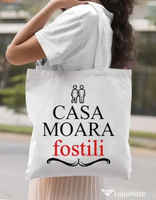 Sacosa din panza Casa moara fostili Alb
