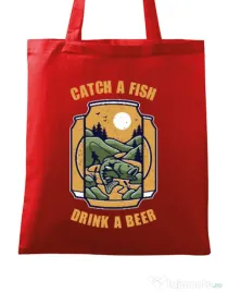 Sacosa din panza Catch a fish Rosu