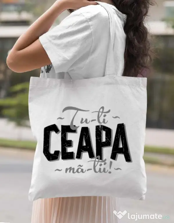 Sacosa din panza Ceapa ma-tii Alb
