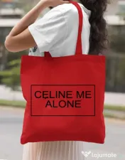 Sacosa din panza Celine me alone Rosu