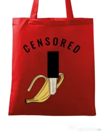 Sacosa din panza Censored Rosu