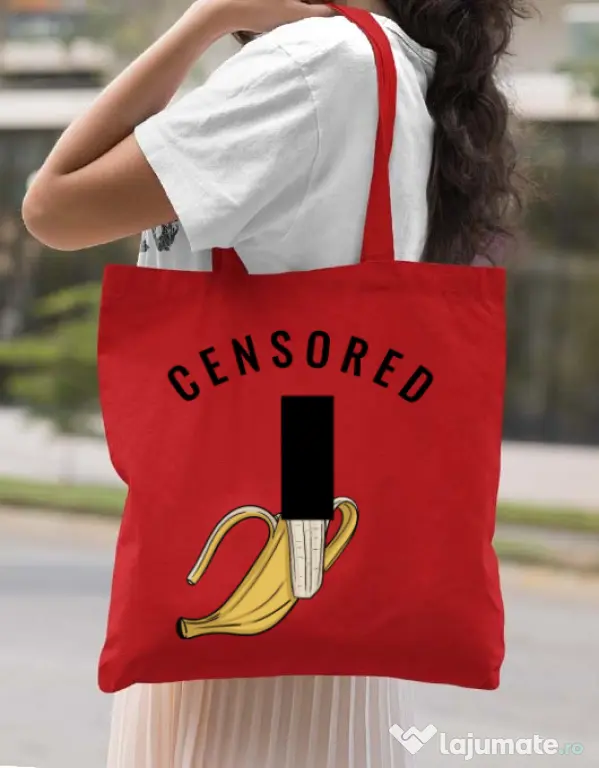 Sacosa din panza Censored Rosu
