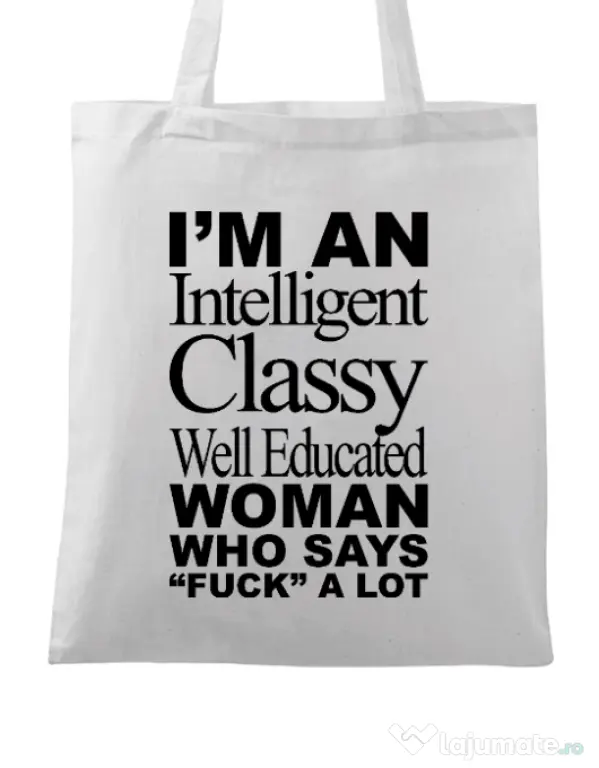 Sacosa din panza Classy Woman Alb