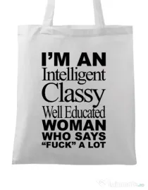 Sacosa din panza Classy Woman Alb