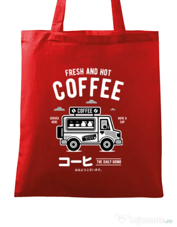 Sacosa din panza Coffee Van Rosu