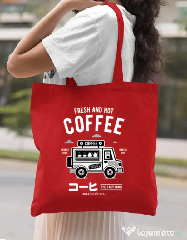 Sacosa din panza Coffee Van Rosu