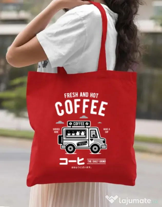 Sacosa din panza Coffee Van Rosu