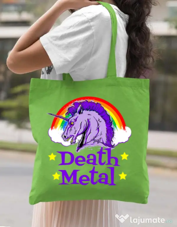 Sacosa din panza Death Metal Verde mar
