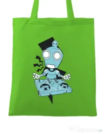 Sacosa din panza Dj robot Verde mar