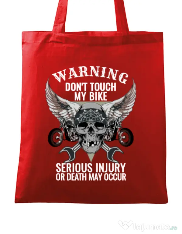 Sacosa din panza Don’t touch my bike Rosu