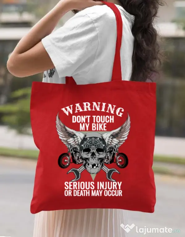 Sacosa din panza Don’t touch my bike Rosu