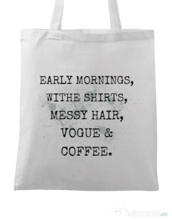 Sacosa din panza Early mornings Alb