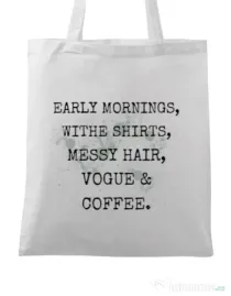 Sacosa din panza Early mornings Alb