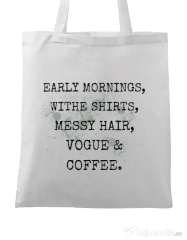Sacosa din panza Early mornings Alb