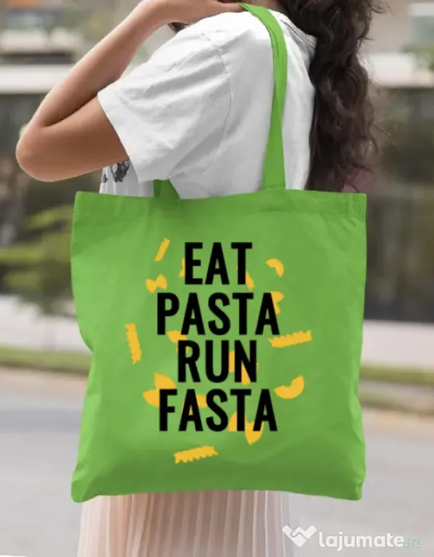 Sacosa din panza Eat pasta Verde mar