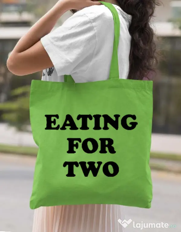 Sacosa din panza Eating for two Verde mar