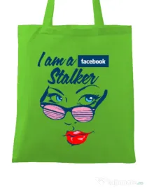 Sacosa din panza Facebook stalker Verde mar