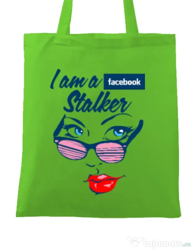 Sacosa din panza Facebook stalker Verde mar