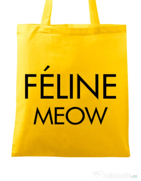Sacosa din panza Feline meow Galben