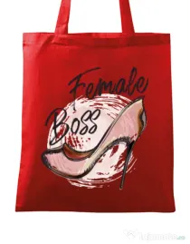 Sacosa din panza Female boss Rosu