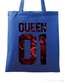 Sacosa din panza Flower queen Albastru regal