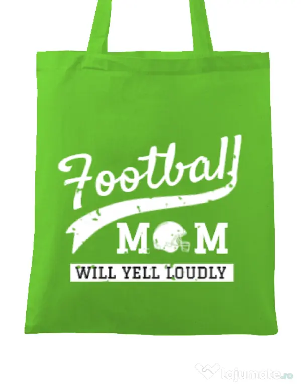 Sacosa din panza Football mom Verde mar