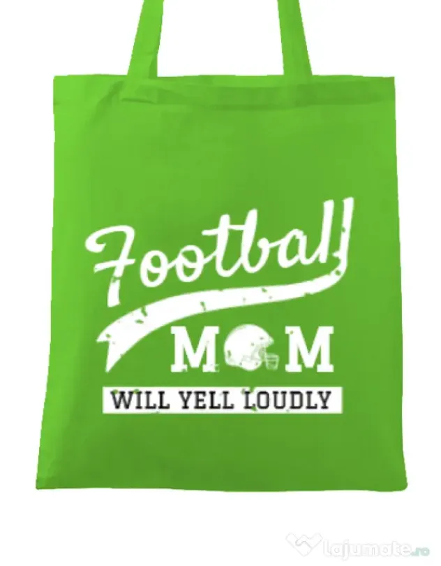 Sacosa din panza Football mom Verde mar