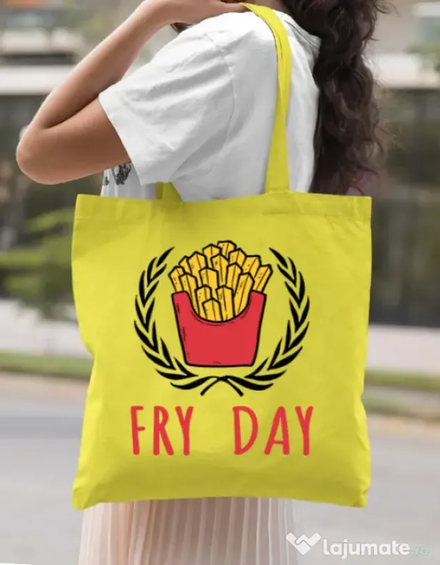 Sacosa din panza Fry Day Galben