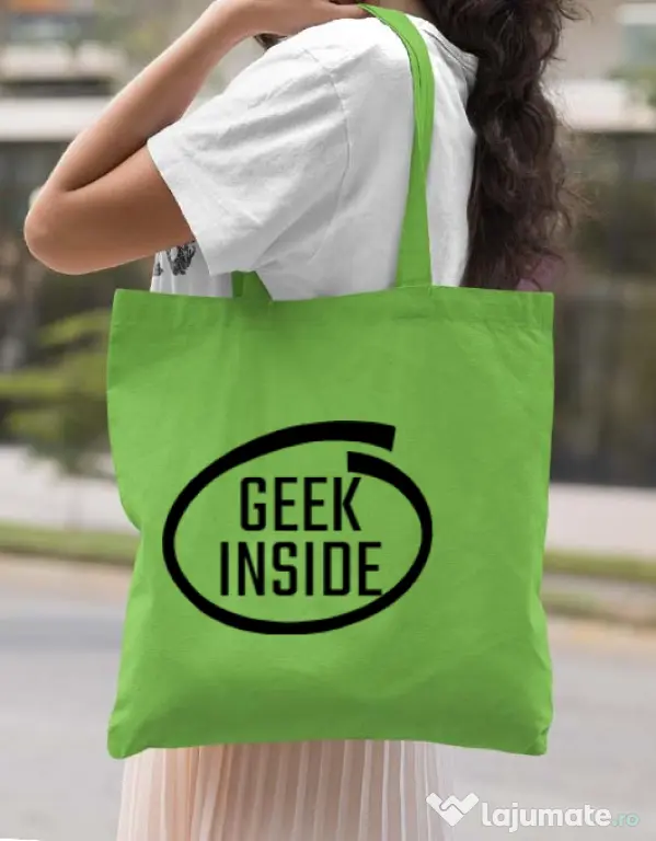 Sacosa din panza Geek inside Verde mar