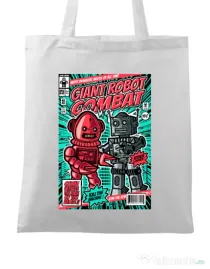 Sacosa din panza Giant robot combat Alb