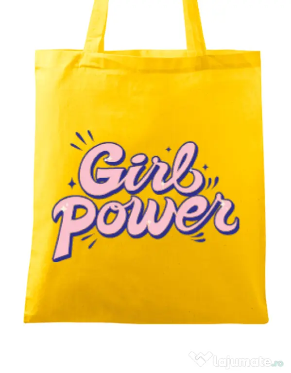 Sacosa din panza Girl power Galben