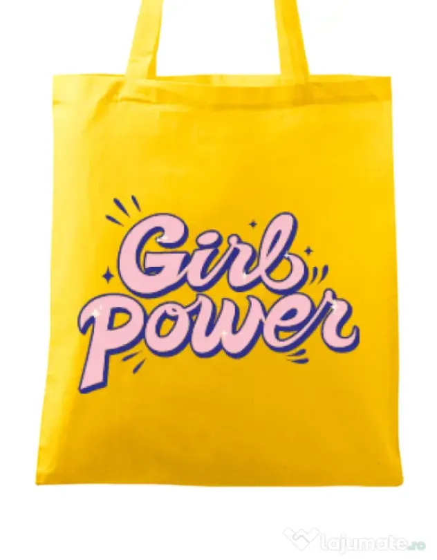 Sacosa din panza Girl power Galben