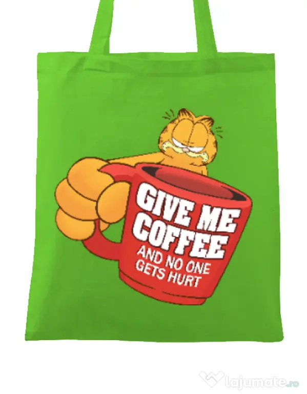 Sacosa din panza Give me coffee Verde mar