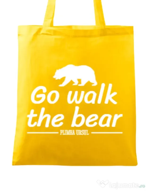Sacosa din panza Go walk the bear Galben