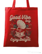 Sacosa din panza Good Vibe Only Rosu
