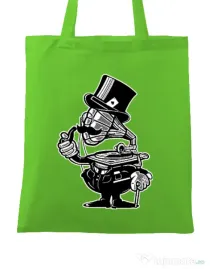 Sacosa din panza Gramophone head Verde mar