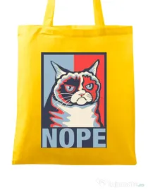 Sacosa din panza Grumpy cat Nope Galben