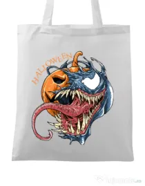 Sacosa din panza Halloween Venom Alb