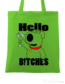 Sacosa din panza Hello bitches Verde mar