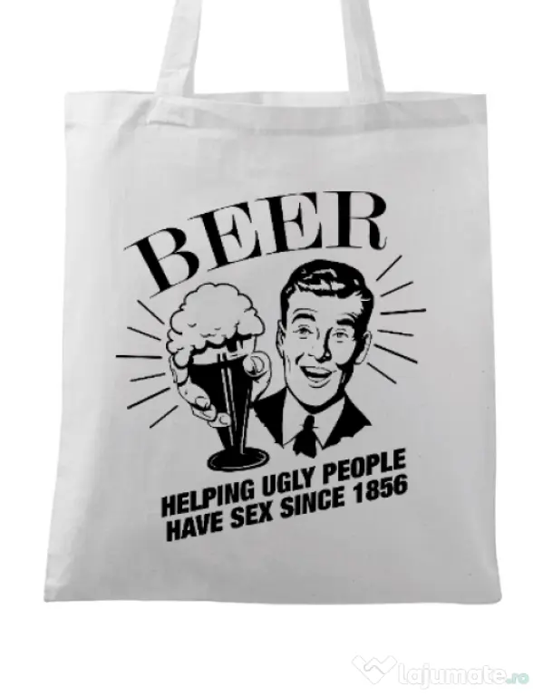 Sacosa din panza Helping beer Alb