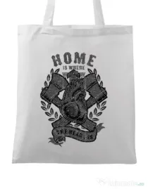 Sacosa din panza Home Is Where Alb