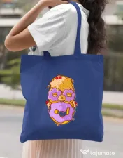 Sacosa din panza Homer Donut Albastru regal