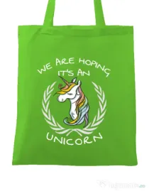 Sacosa din panza Hoping for an unicorn Verde mar