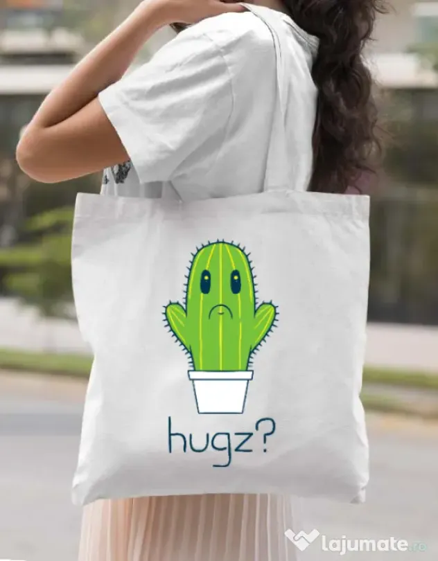 Sacosa din panza Hugz Alb