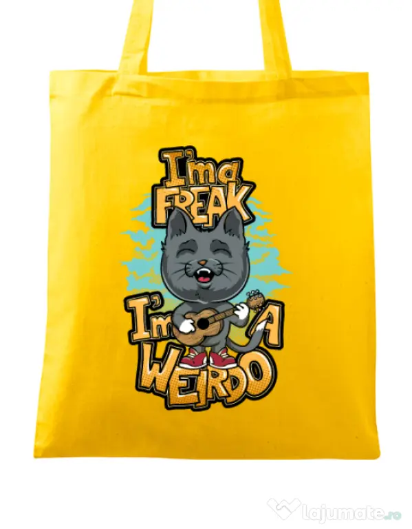 Sacosa din panza I am a freak Galben